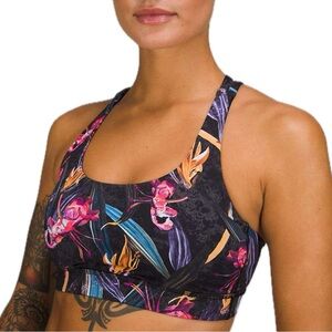 Lululemon Energy Bra Veiled Floral Black Multi Size 6 Medium Support B–D Cups